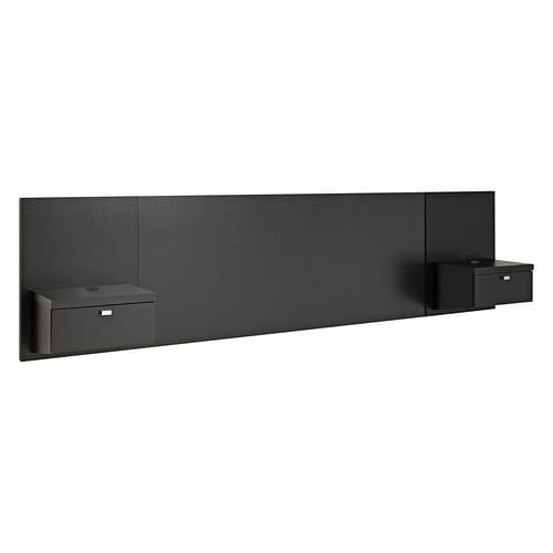 King size Modern Wall Mounted Floating Headboard with Nightstands in Black - Free Shipping