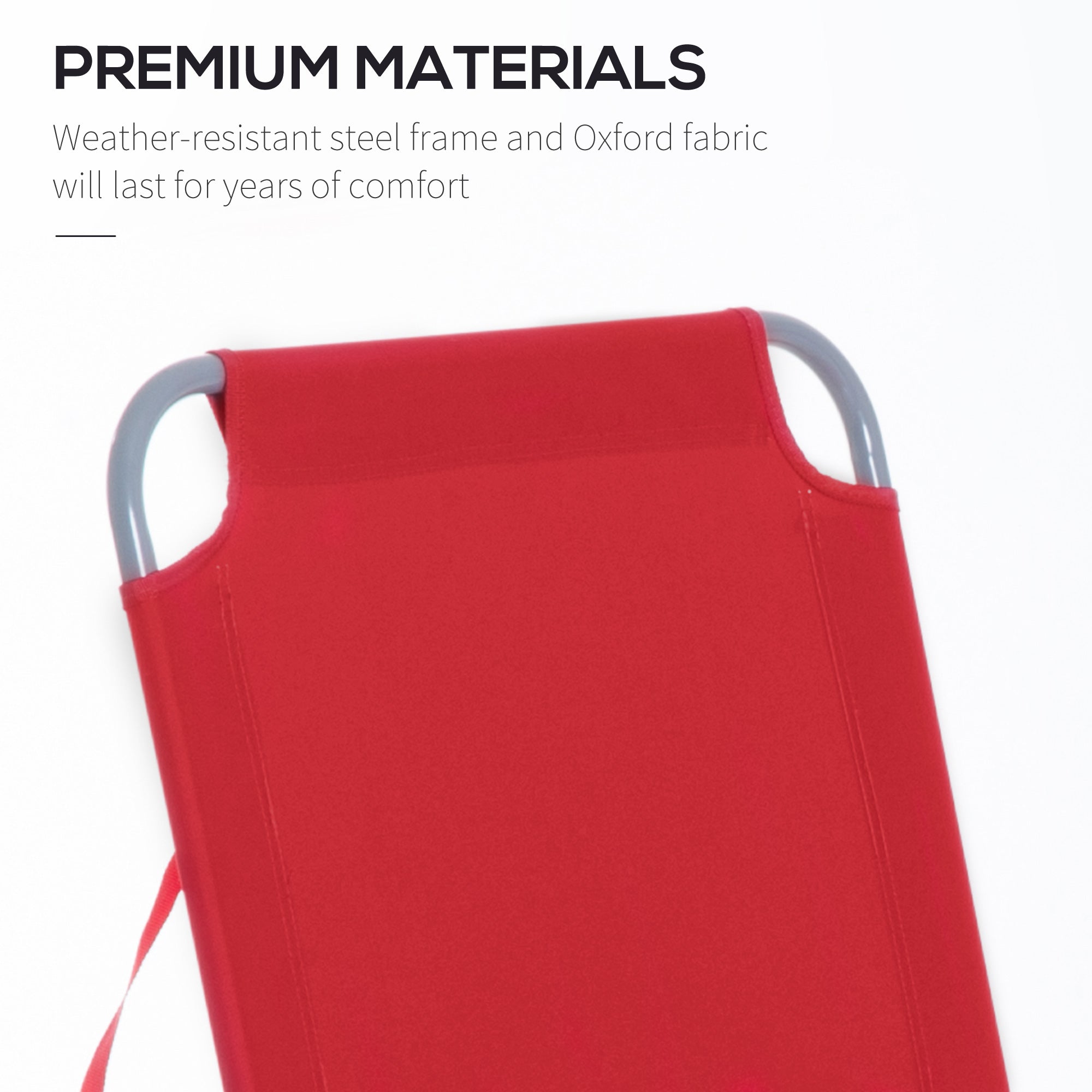 Outsunny Reclining Beach Chaise Lounge Portable Folding Cot Adjustable Sun Lounger Outdoor Red