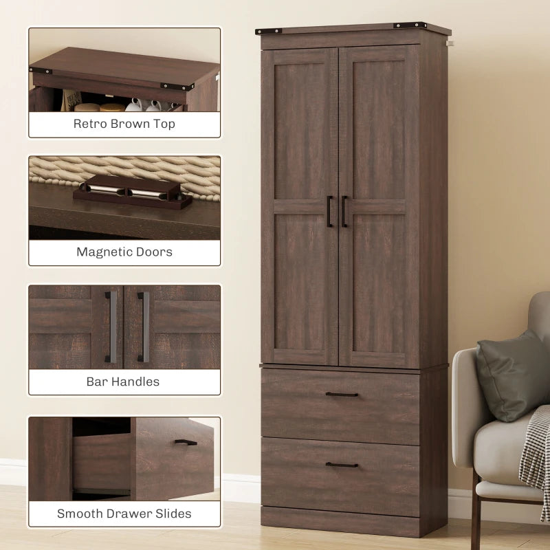 67" Tall Kitchen Pantry Storage Cabinet, Kitchen Pantry Cabinet with Doors, Drawers and Adjustable Shelves