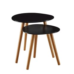 Set of 2 - Modern Mid-Century Style Nesting Tables End Table in Black - Free Shipping