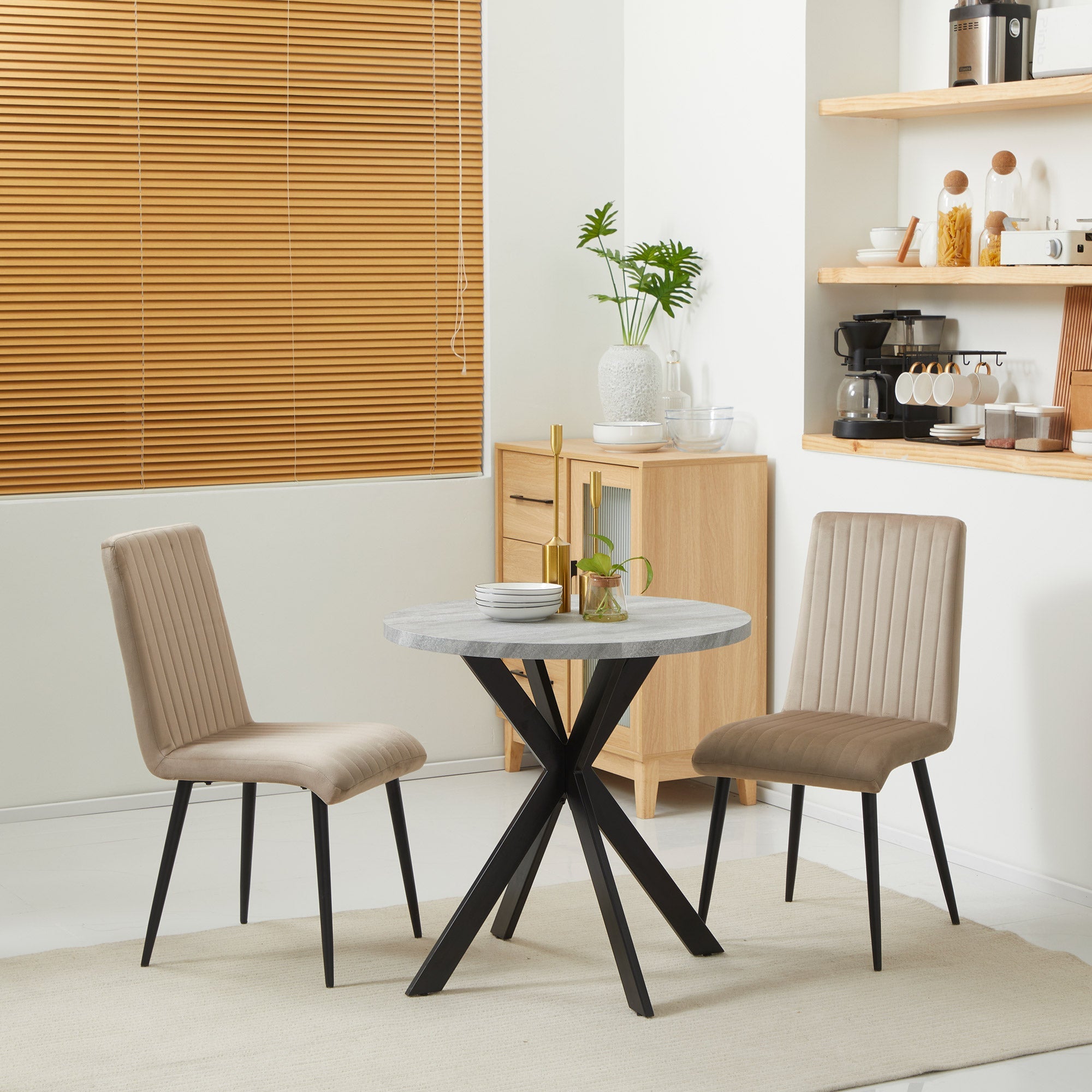 HOMCOM 29" Round Dining Table Gray Contemporary Kitchen Furniture Faux Stone Texture with Steel Legs for Small Spaces