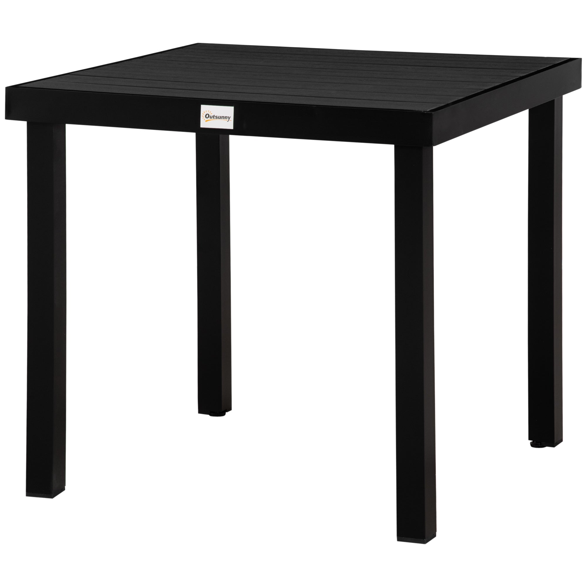 Outsunny Outdoor Dining Table for 4 Square Aluminum Patio Table Garden Lawn Backyard Black