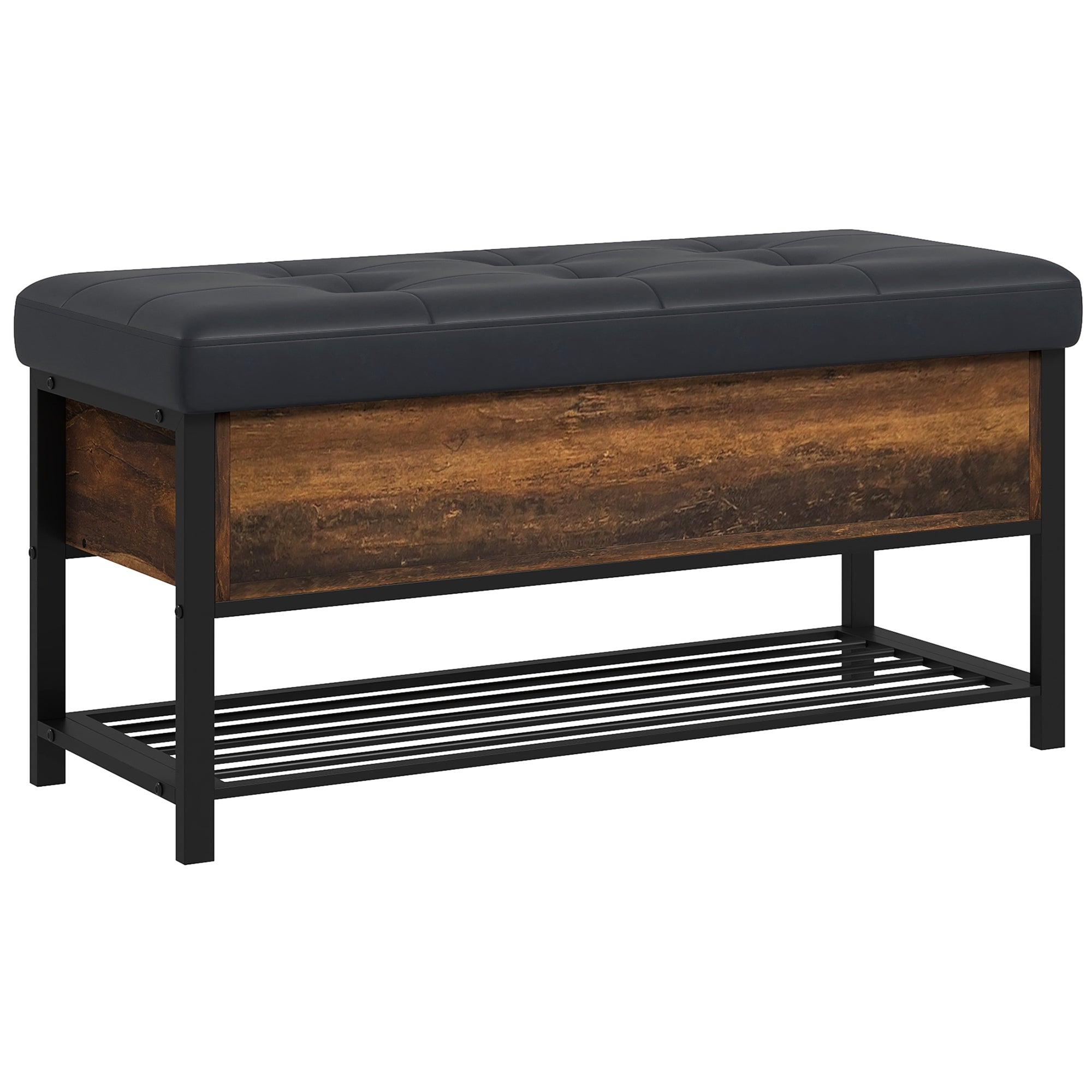 HOMCOM Upholstered Flip Top Shoe Bench: Hallway Storage Seat for 3 Pairs with Hidden Compartment Design
