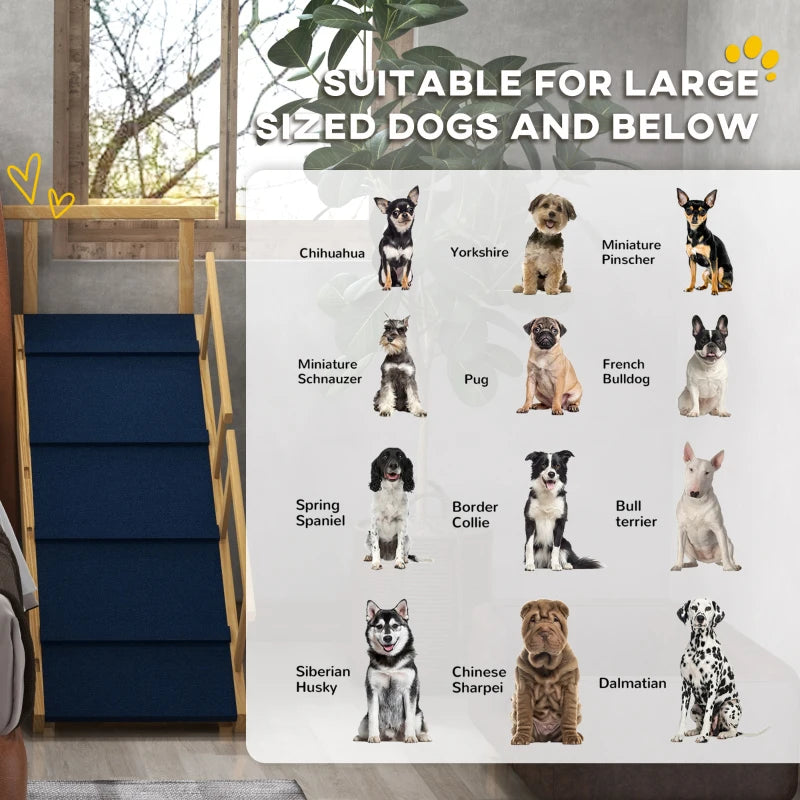 Adjustable Dog Stairs Foldable Dog Steps with Non-slip Mat for Small to Large Dogs for High Bed Sofa Couch