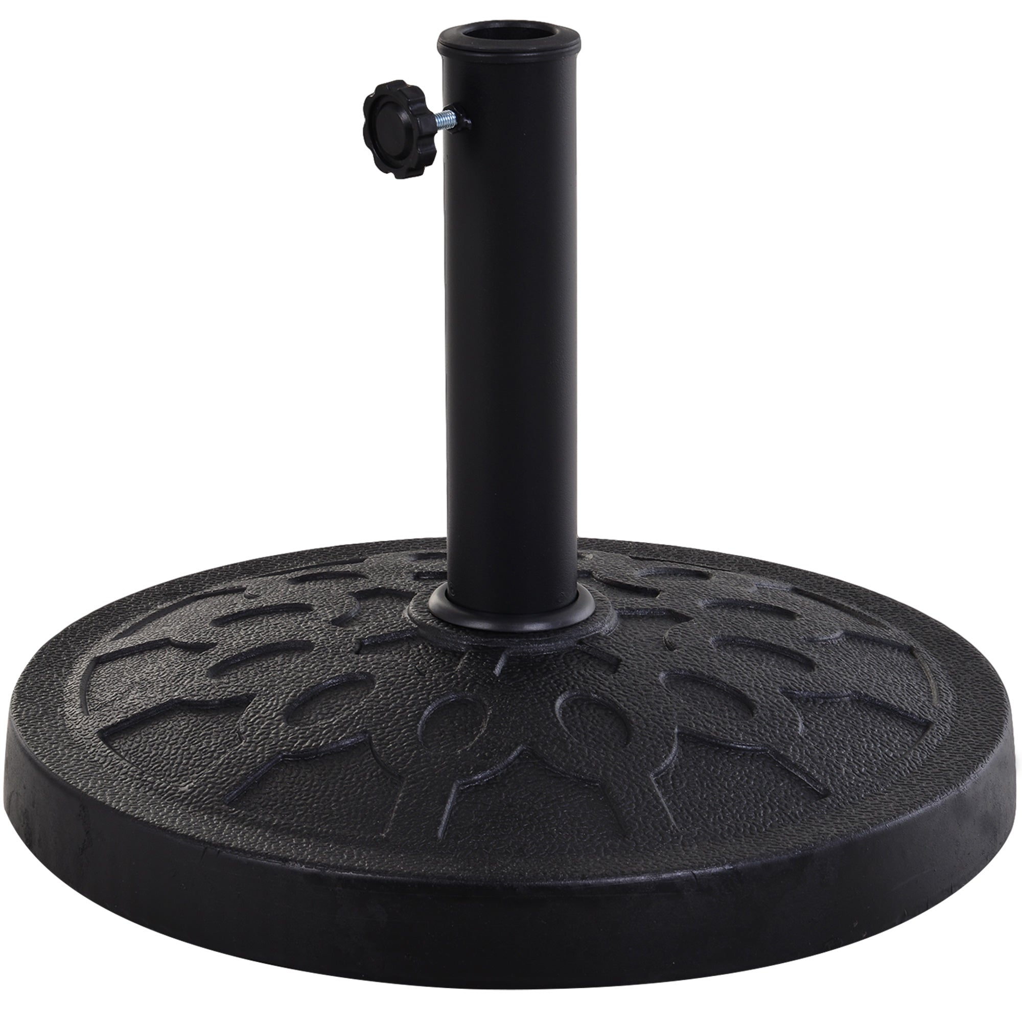Outsunny Umbrella Base: Resin Round Patio Parasol Stand Holder Coated Pole for Outdoor Black