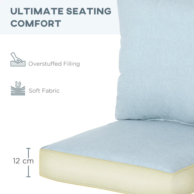 Patio Chair Cushions, Thick Deep Seat Outdoor Seat Cushion with Back Cushion, Light Blue