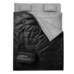 2 Person Waterproof Sleeping Bag with 2 Pillows-Black - Free Shipping