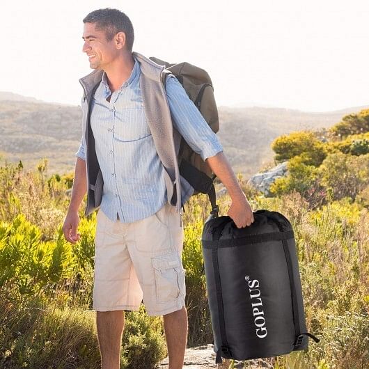 2 Person Waterproof Sleeping Bag with 2 Pillows-Black - Free Shipping