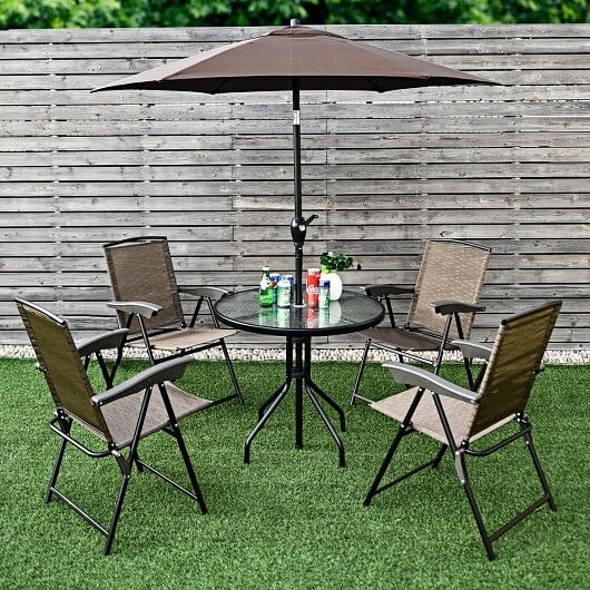 4 Pieces Folding Dining Chairs with Steel Armrests and Sling Back - Free Shipping