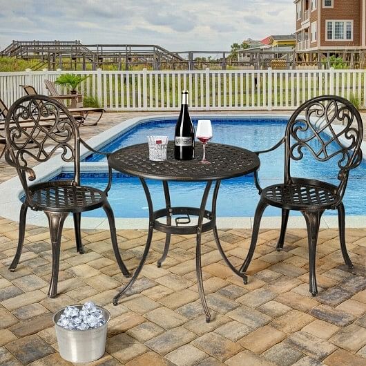 3 Pieces Outdoor Set Patio Bistro with Attached Removable Ice Bucket - Free Shipping