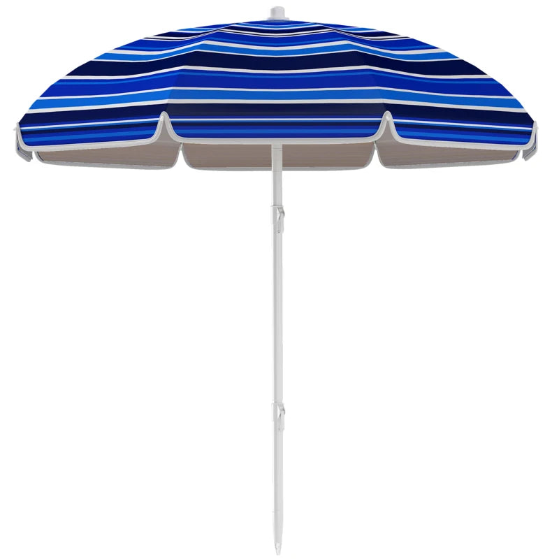 70.9" Dia. Portable Beach Umbrella, UV 50+ Ruffled Outdoor Umbrella with Adjustable Tilt Multicolor