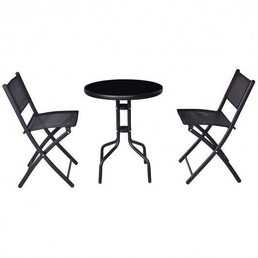 3 Pieces Folding Bistro Table Chairs Set for Indoor and Outdoor - Free Shipping