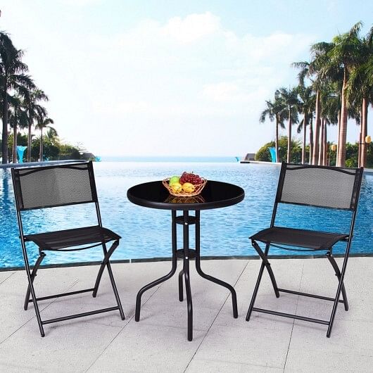 3 Pieces Folding Bistro Table Chairs Set for Indoor and Outdoor - Free Shipping