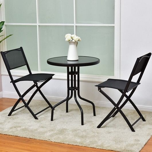 3 Pieces Folding Bistro Table Chairs Set for Indoor and Outdoor - Free Shipping