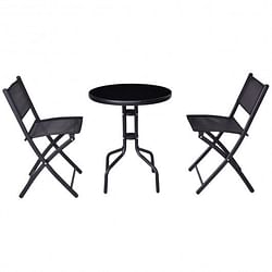 3 Pieces Folding Bistro Table Chairs Set for Indoor and Outdoor - Free Shipping