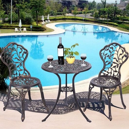 3 Pieces Cast Aluminum Bistro Set - Free Shipping