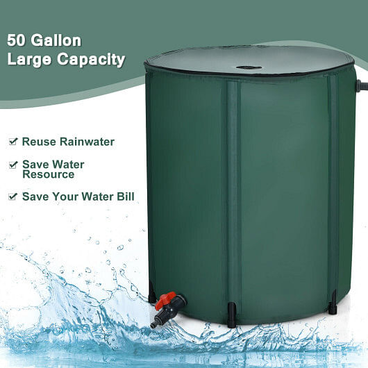53 Gallon Portable Collapsible Rain Barrel Water Collector - Free Shipping