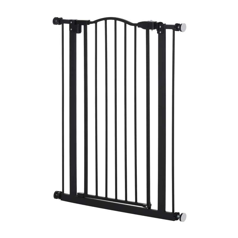 Extra Tall Dog Gate with Door, Pressure Fit, Auto Close, Double Locking for Doorways Hallways Stairs, 29"-32", Black