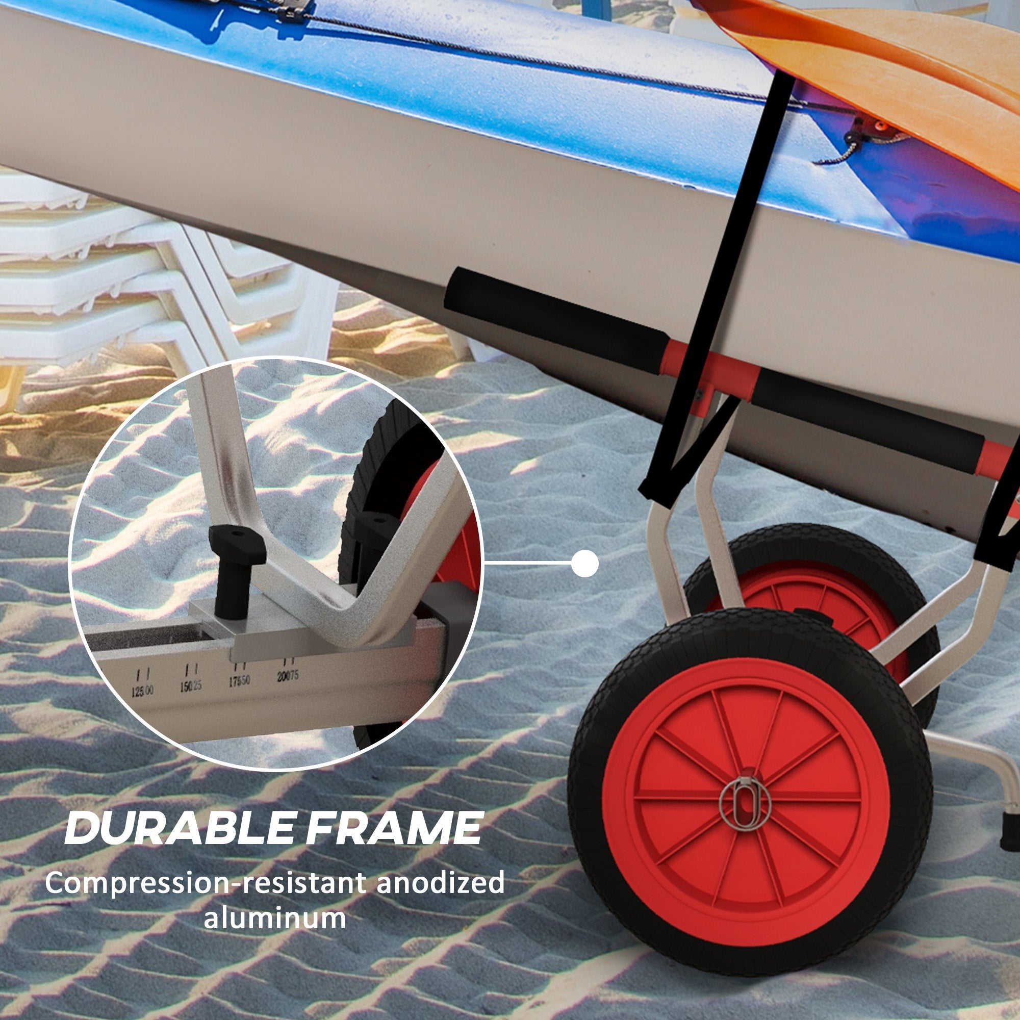 Soozier Kayak Cart Dolly Adjustable Width Transport Red