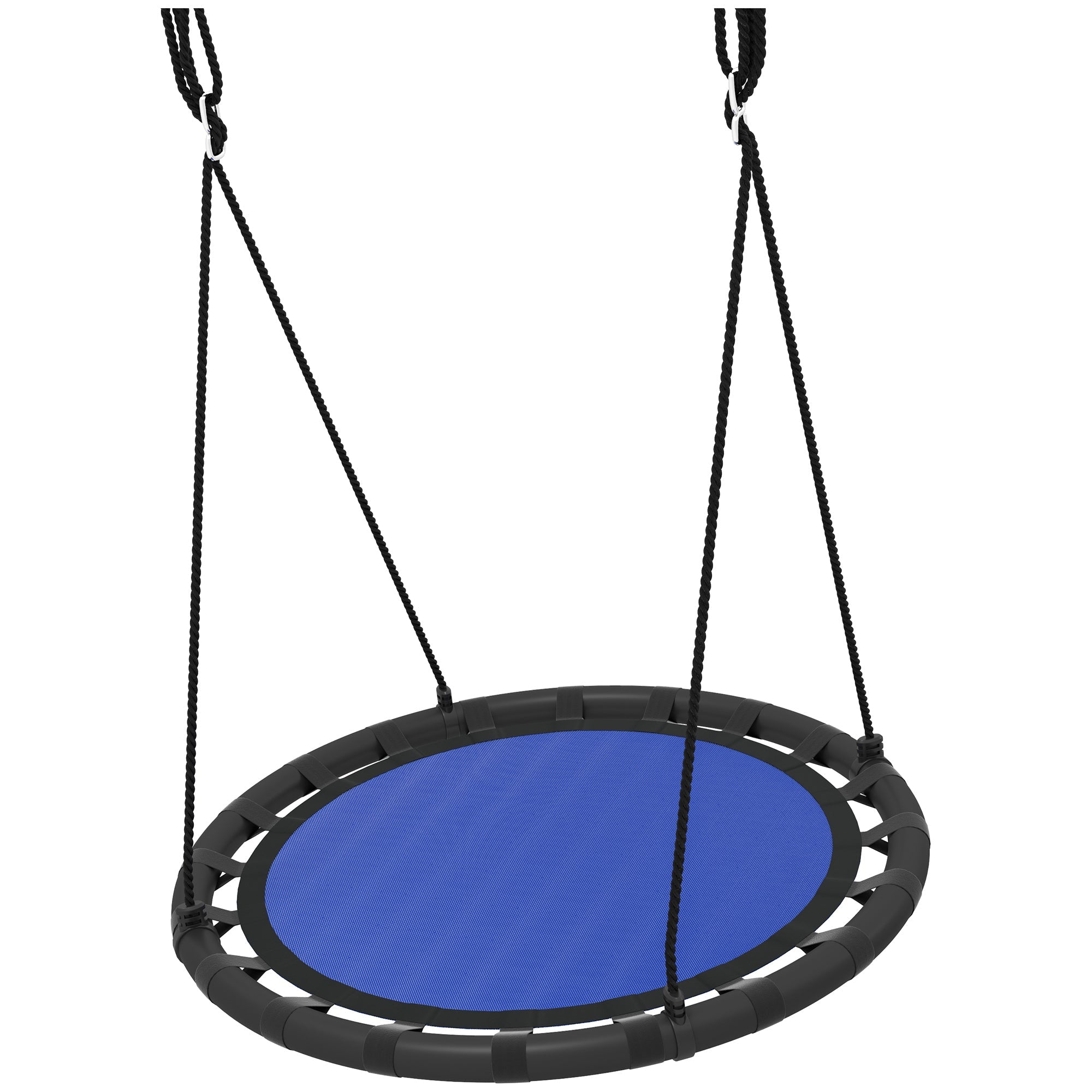 Qaba 39 inch Saucer Tree Swing Set for Kids with Adjustable Hanging Ropes for Outdoor, Backyard, Navy Blue