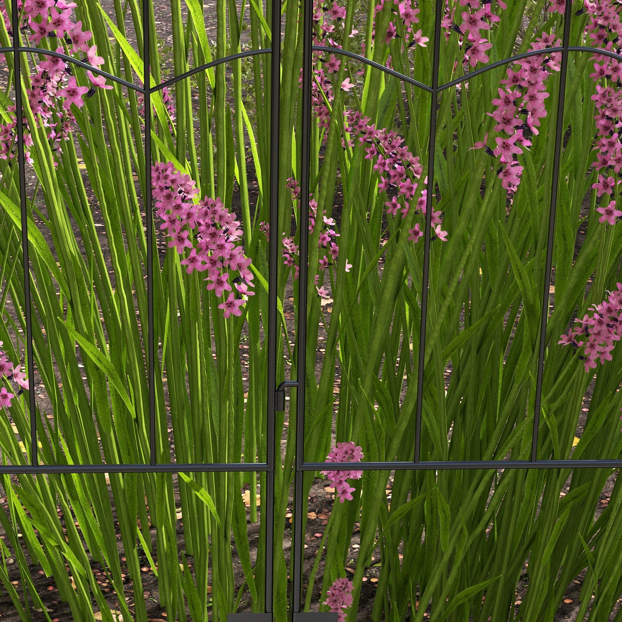 Outsunny 4 Pack Garden Fencing for Yard, Decorative Fence Panels as Animal Barrier and Flower Edging, Circle, Black, Wave