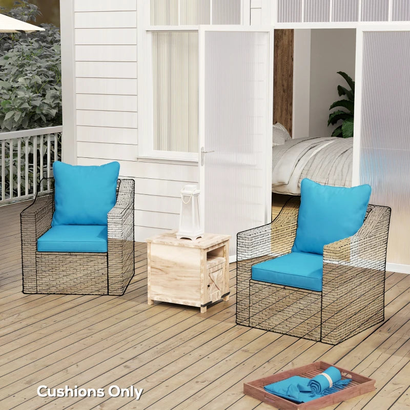Seat Cushion Back Pillows Replacement Set of 2, Patio Chair Cushions Set for Indoor Outdoor, Turquoise