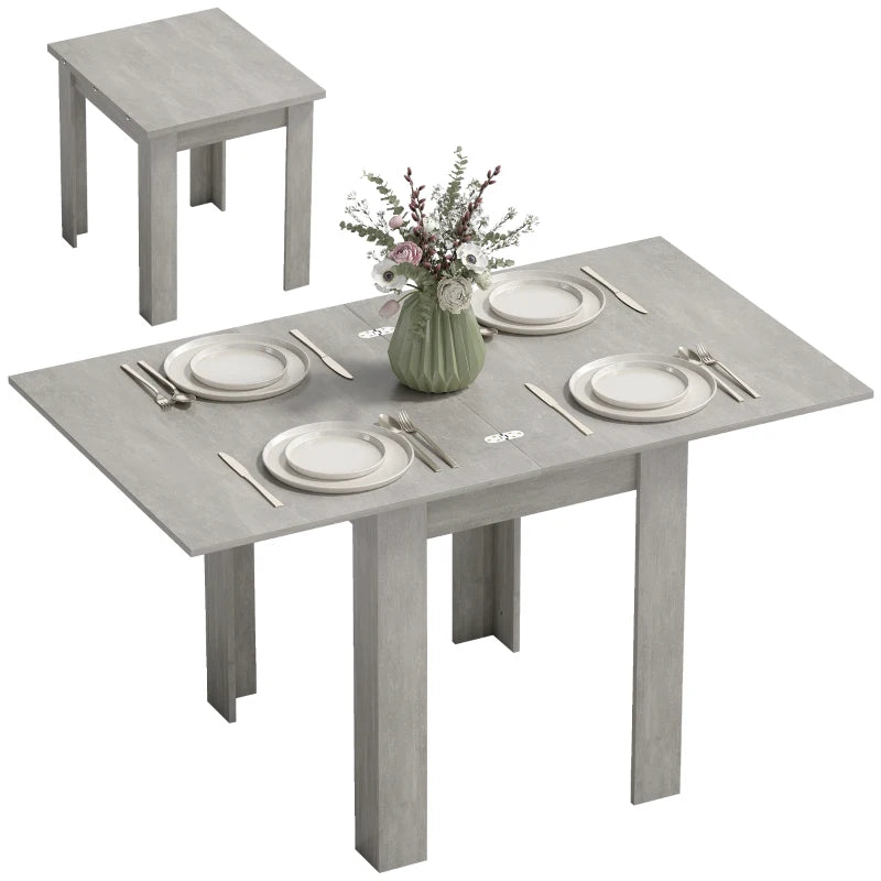 55" Extendable Dining Table for 4-6 Person, Kitchen Table with PU Handle and Felt Pads for Small Spaces, Grey