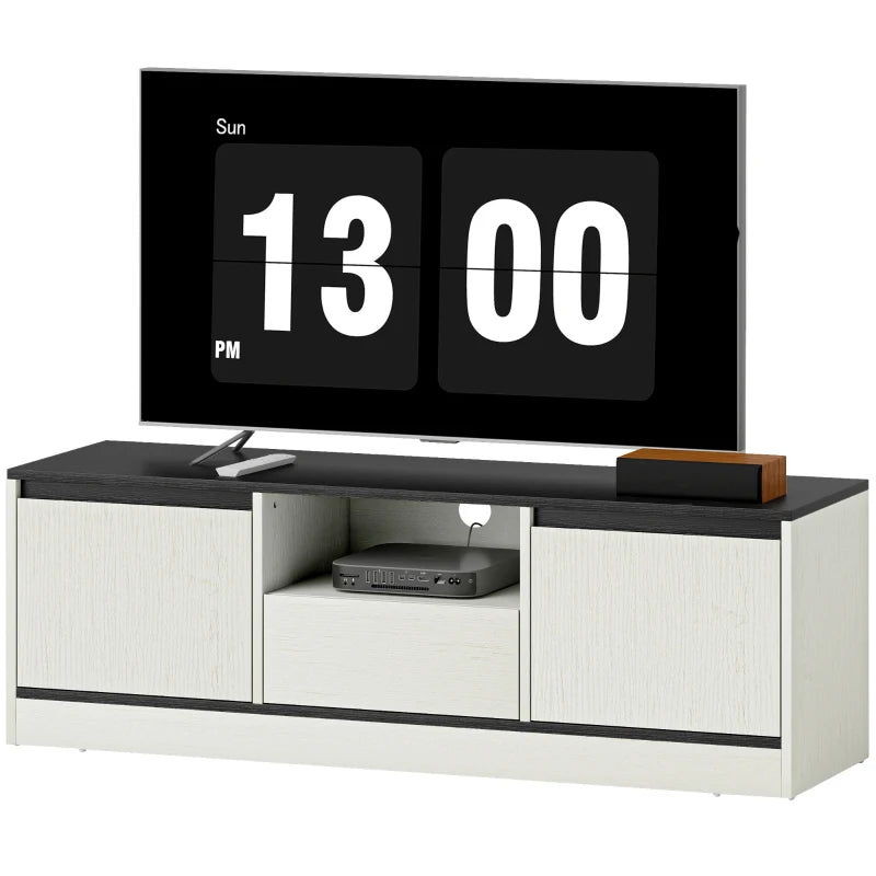 TV Stand for 43-55 Inch TV, Entertainment Center w/ Cabinets, Shelf, Drawer and Cable Management for Living Room, White