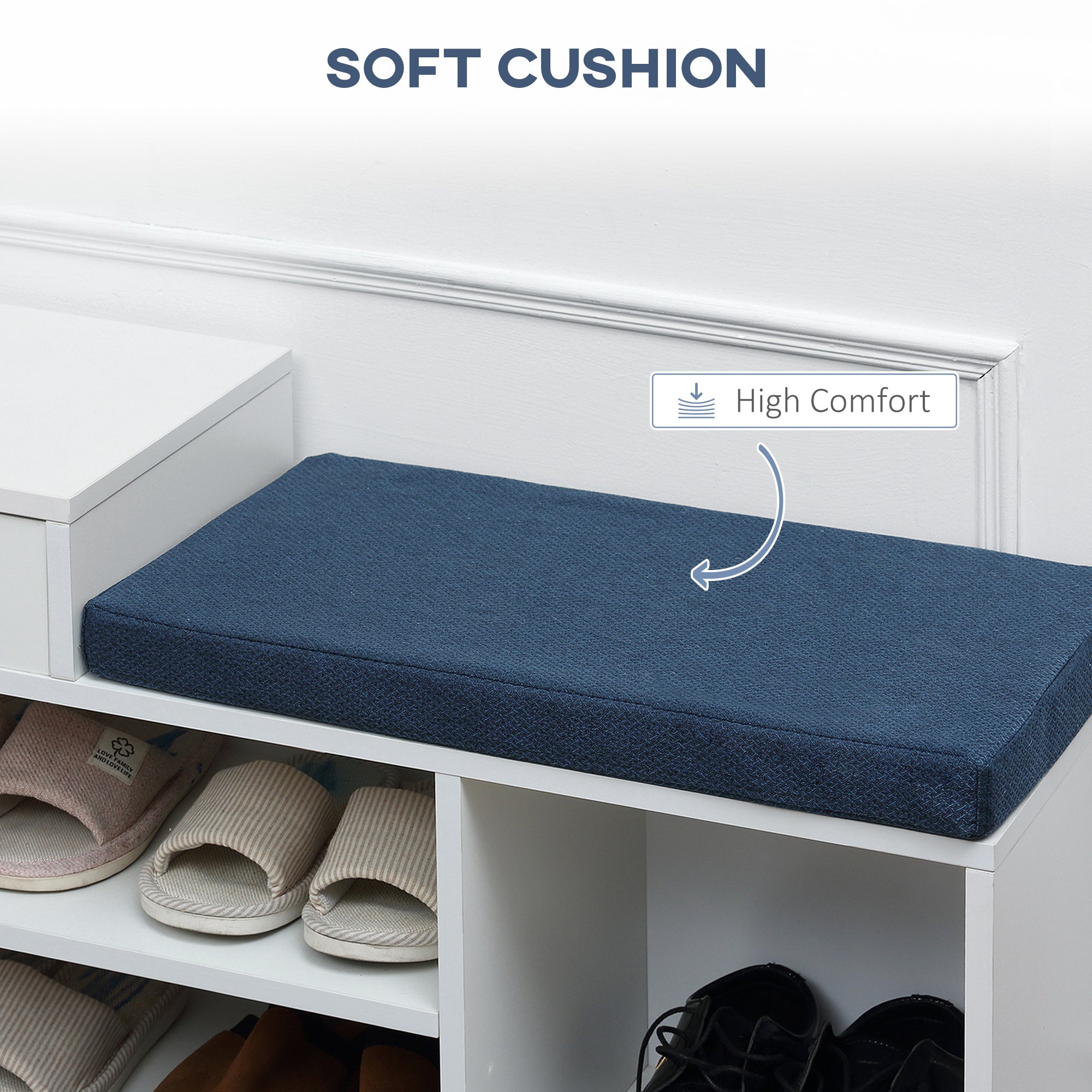 HOMCOM White Entryway Shoe Bench: Cushioned Seat with Storage Drawer & Open Shelving for Convenient Access