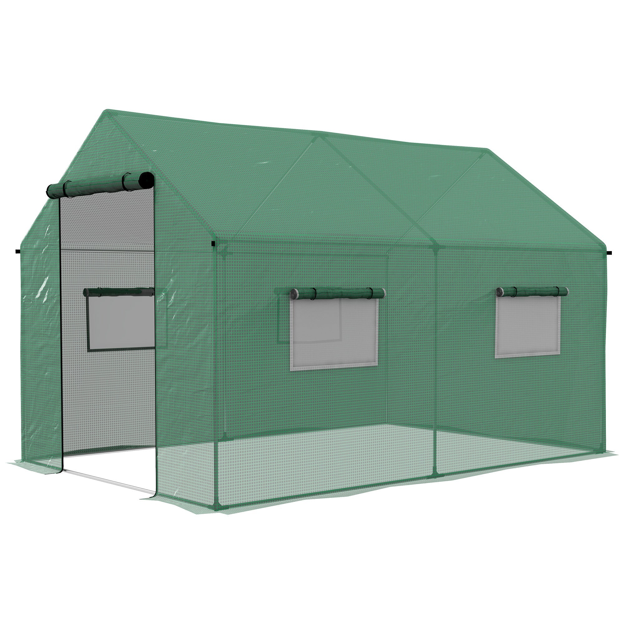 Outsunny 6.6'x10'x6.6' Walk-In Tunnel Greenhouse UV-Resistant Door Mesh Windows Green