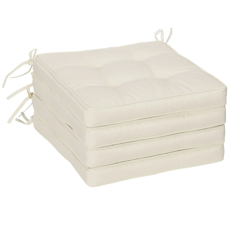 Replacement Cushions for Rattan Furniture, 4 Piece Outdoor Seat Cushion Pad for Patio Set, Cream White