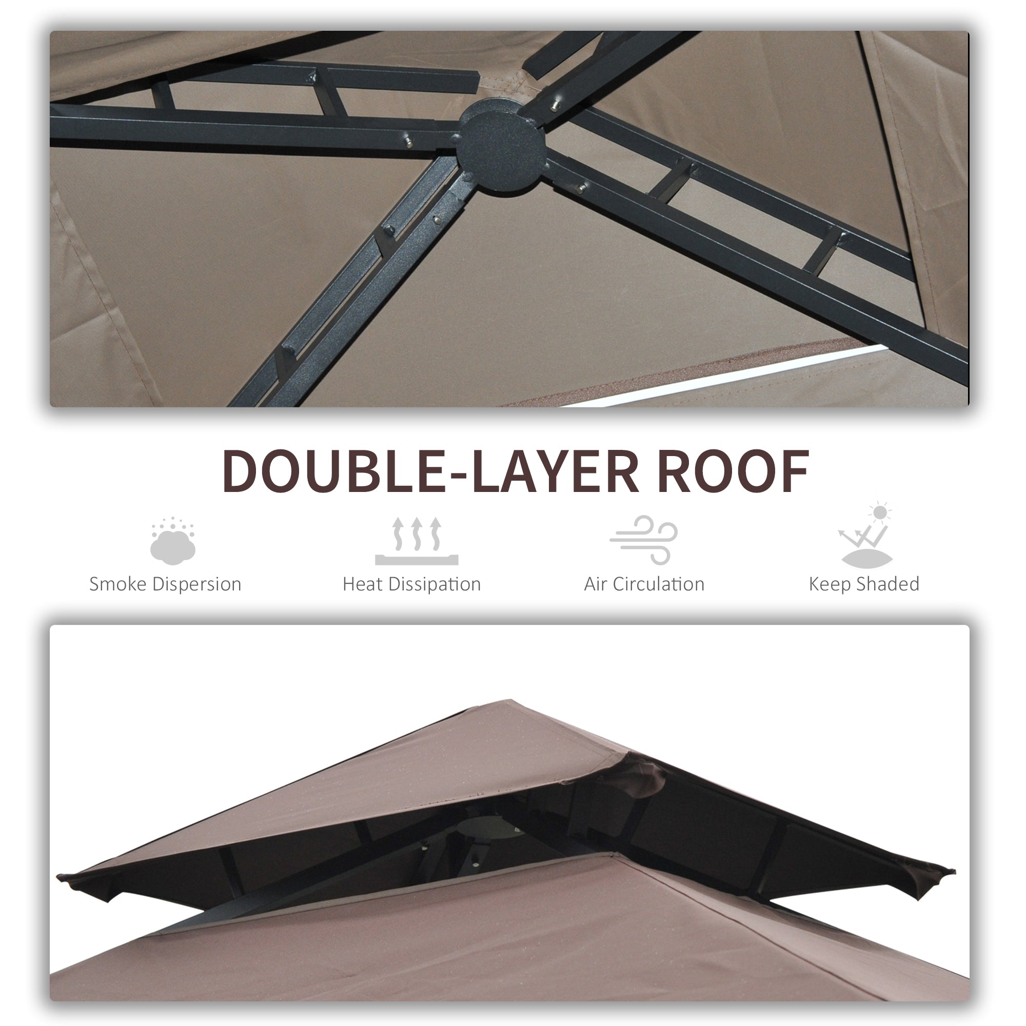 Outsunny BBQ Gazebo Tent 8x5ft Outdoor Grill Canopy Garden Sun Shade with Shelf