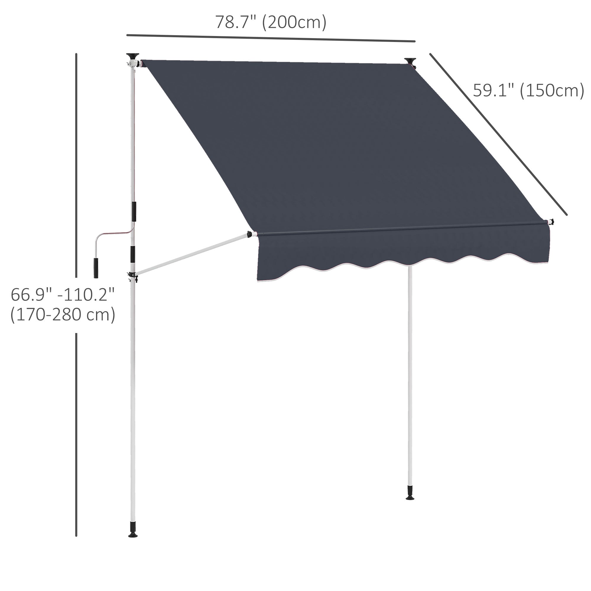 Outsunny Retractable Elegance: Manual Awning for Patio, Deck, Window, Door, 6.6'x5' Black Canopy, UV & Water Resistant
