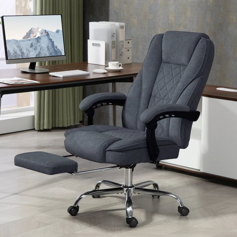Massage Office Chair, Reclining Computer Chair with Adjustable Height and Footrest, Dark Grey