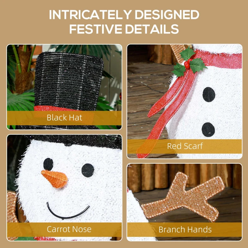 Light Up Snowman Yard Decoration, Lighted Snowman Christmas Decoration for Indoor and Outdoor, White