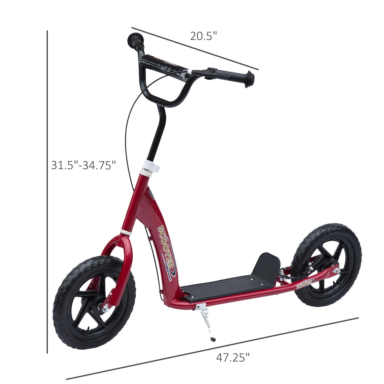 HOMCOM Kids Scooter Street Bike Bicycle for Teens Ride on Toy w/ 12'' Tire for 5+ Year Old Red