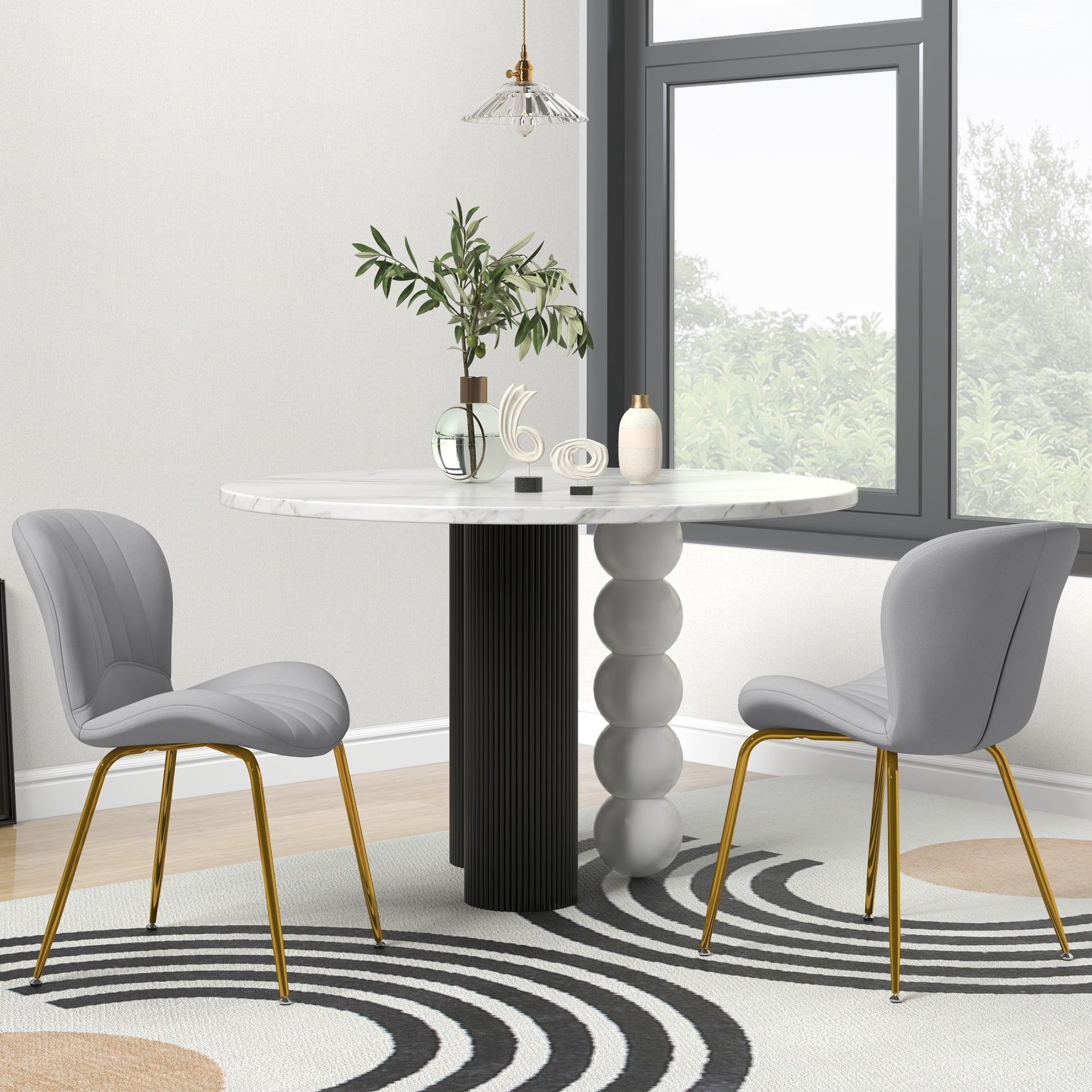 HOMCOM Dining Chairs Set of 2, Modern Accent Chair with Cushioned Backrest, Upholstery for Living Room, Grey