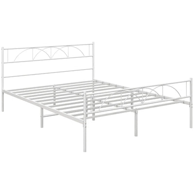 Metal Full Platform Bed Frame with Headboard, Steel Slat Support, Underbed Storage, No Box Spring Needed, Easy Assembly