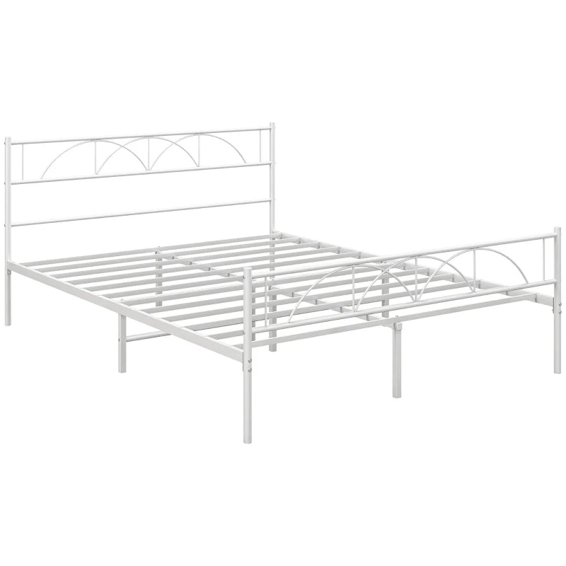 Metal Full Platform Bed Frame with Headboard, Steel Slat Support, Underbed Storage, No Box Spring Needed, Easy Assembly