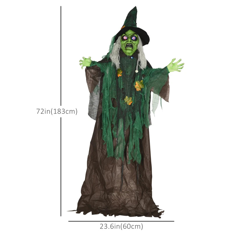 HOMCOM 62” Life-Size Outdoor Halloween Crawling Zombie – Animated Prop with Sound, Motion Activation & Light-Up Eyes