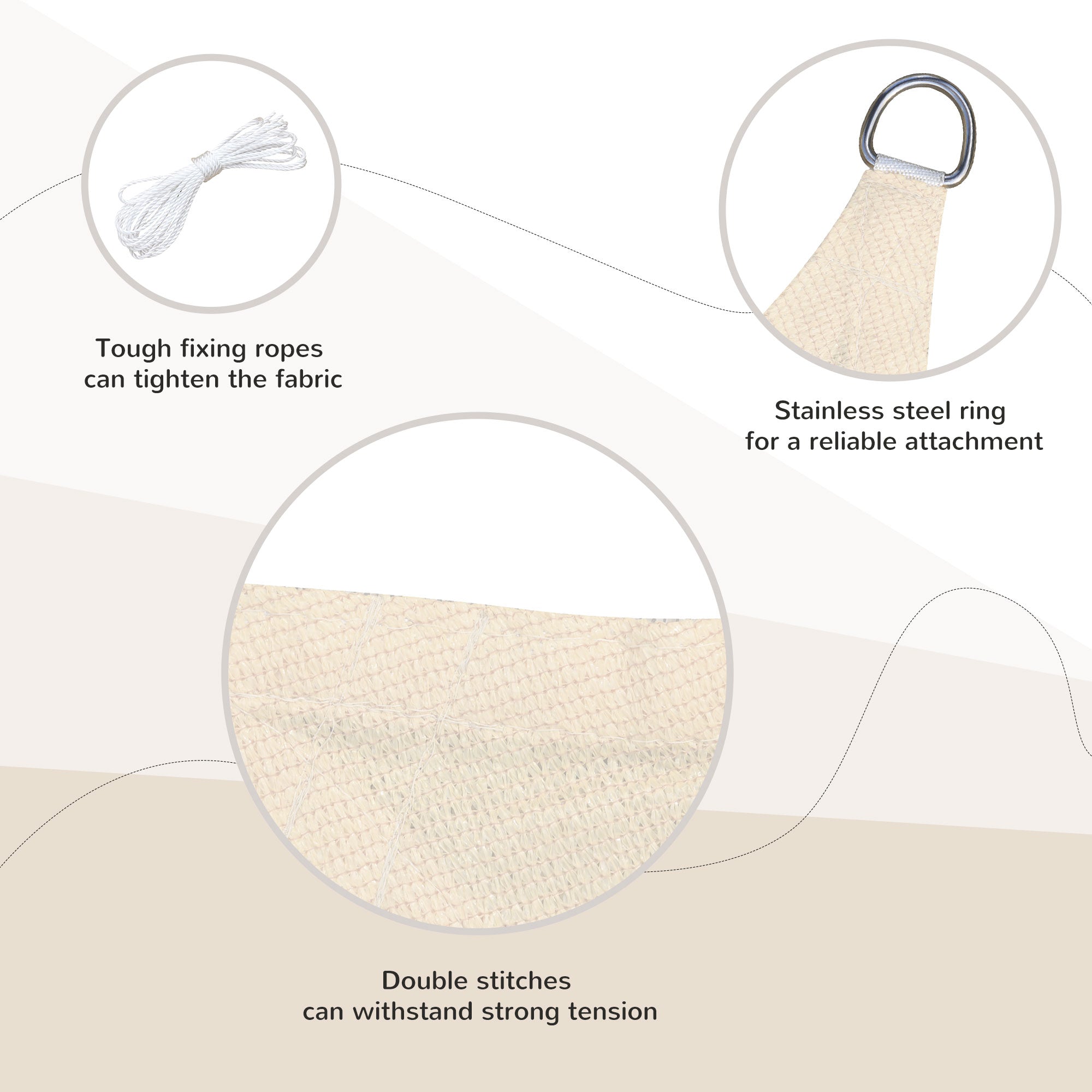 Outsunny Sun Sail Shade: 13'x20' Cream Rectangle UV Protector Canopy for Outdoor Patio & Lawn with Bag