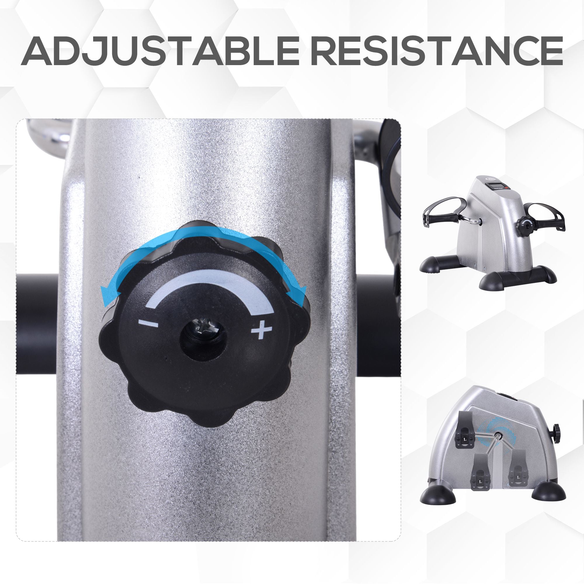 Soozier Compact Exercise Bike Portable Mini Pedal Fitness Cycle with LCD Display for Arms & Legs Workout Silver