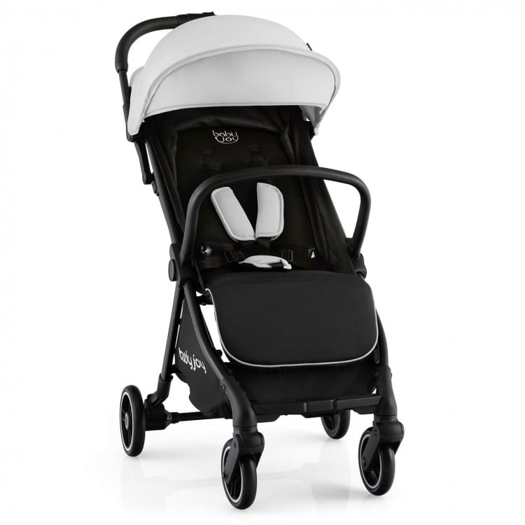 One-Hand Folding Portable Lightweight Baby Stroller with Aluminum Frame-Gray
