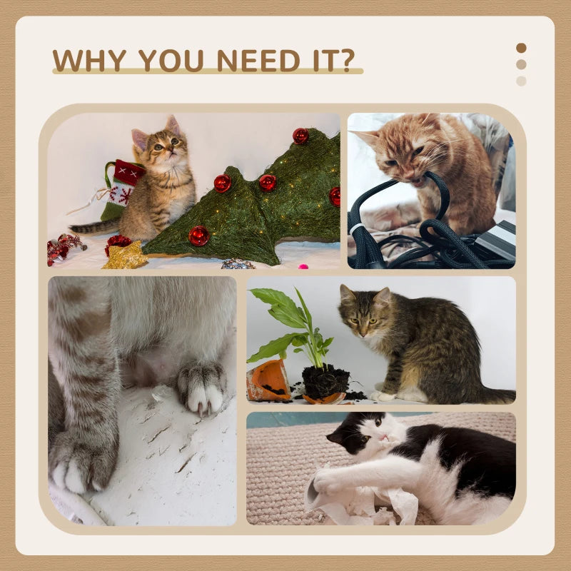 Cat Tree with Scratching Post, Toy Ball, Perch, Small Cat Tower for Indoor Cats - 16" x 16" x 19", Grey