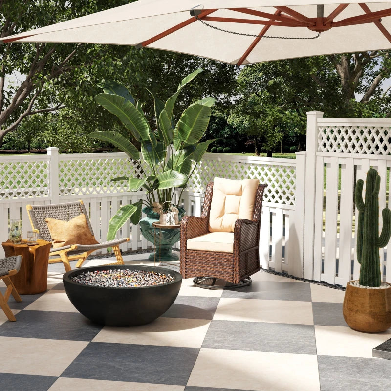 PE Rattan 360° Swivel Patio Chair with Cushion, Brown