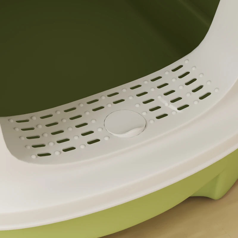 Enclosed Cat Litter Box with Lid, Scoop, Top Entry, Deodorization Bags, Drawer Type Cat Litter Tray, Easy to Clean, Green