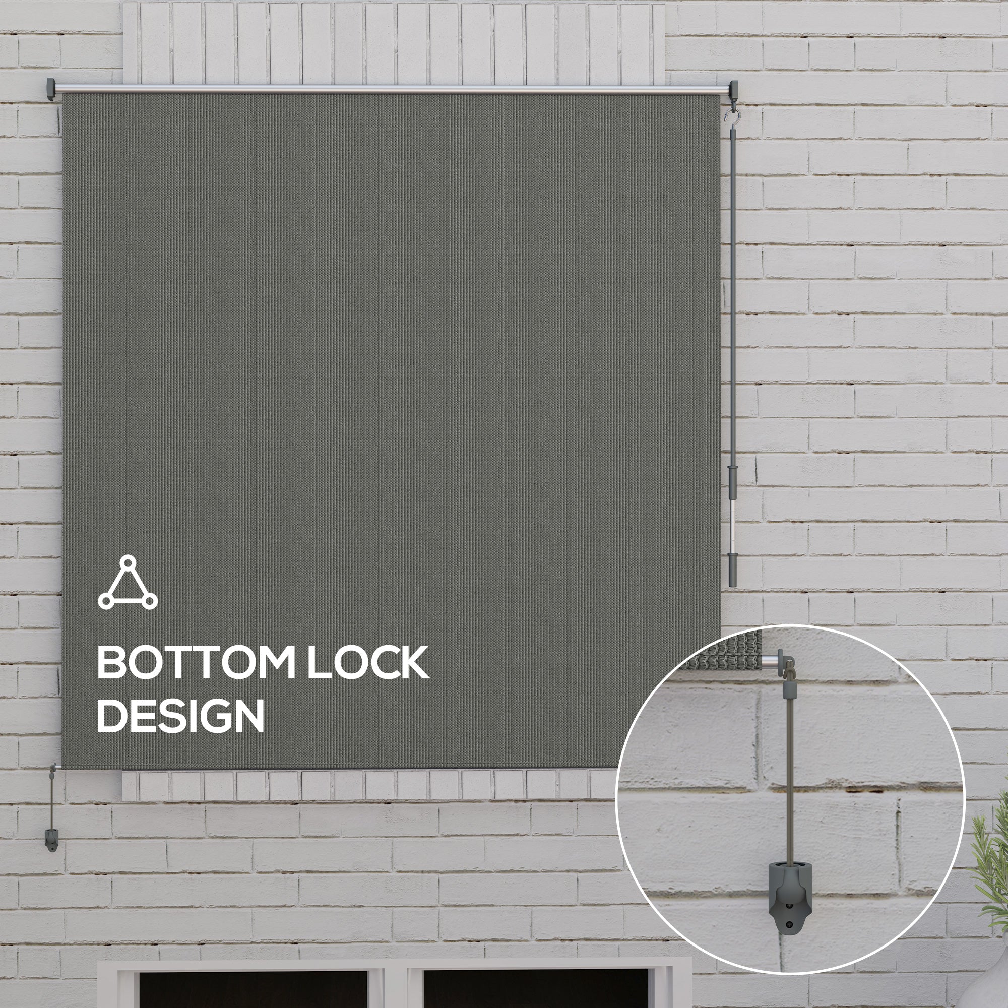 Outsunny 6' x 6' Patio Door Blinds, Outdoor Roller Shades, Cordless Roll Up Shade for Porch Gazebo, Dark Grey