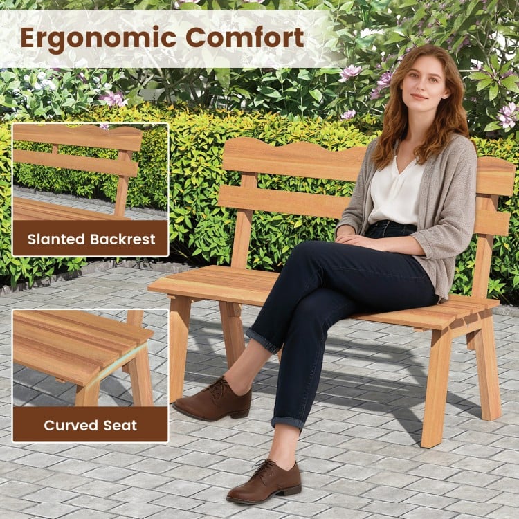 Outdoor Acacia Wood Garden Bench with 800 lbs Weight Capacity