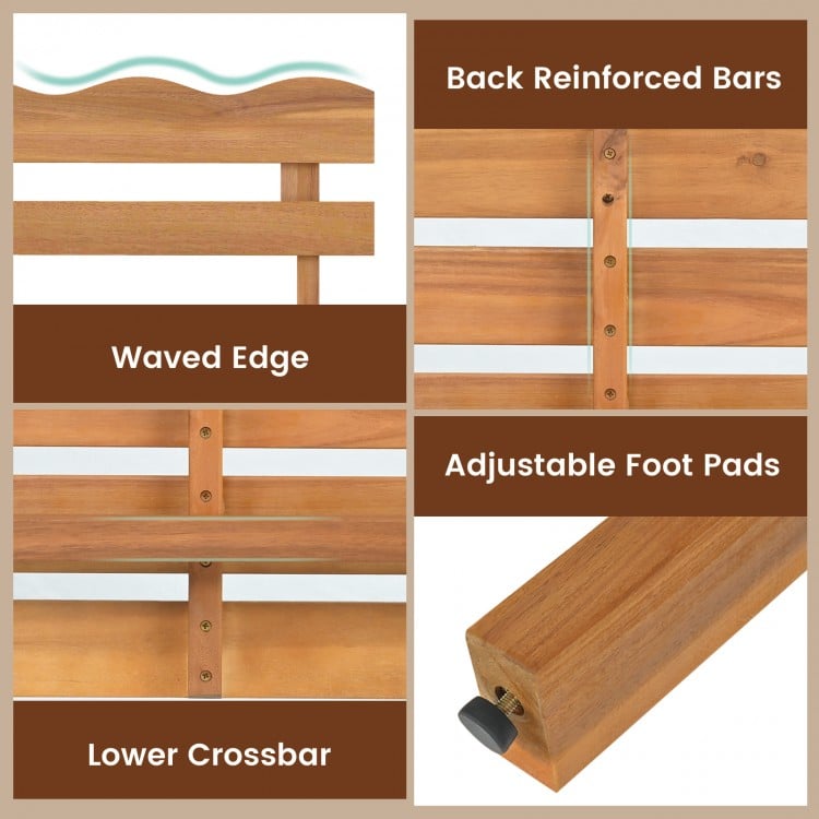 Outdoor Acacia Wood Garden Bench with 800 lbs Weight Capacity