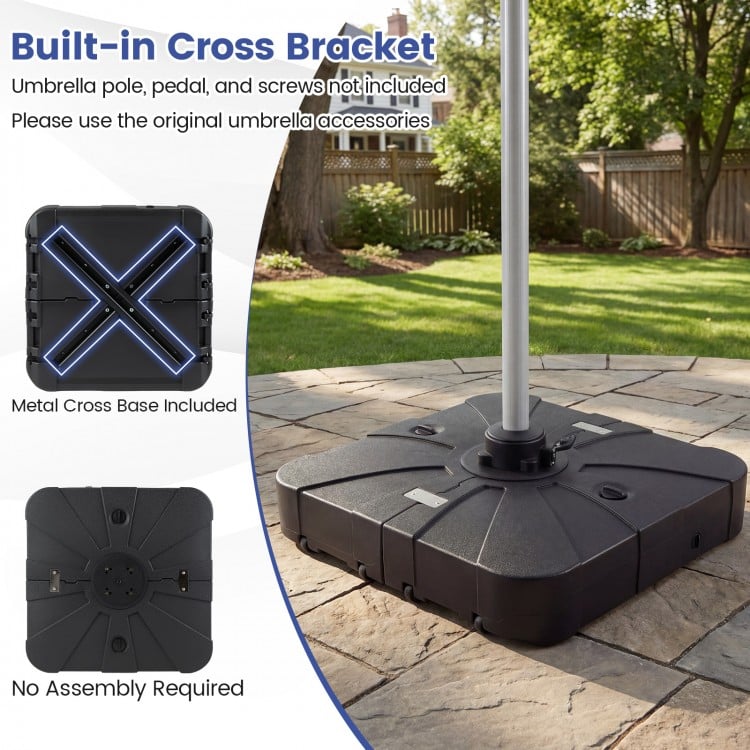 Outdoor Cantilever Umbrella Base Square Water and Sand Fillable Base-34 Inches